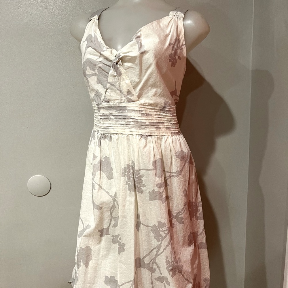 Ann Taylor Loft Dress US Size 10 Gray White Cotton Medium